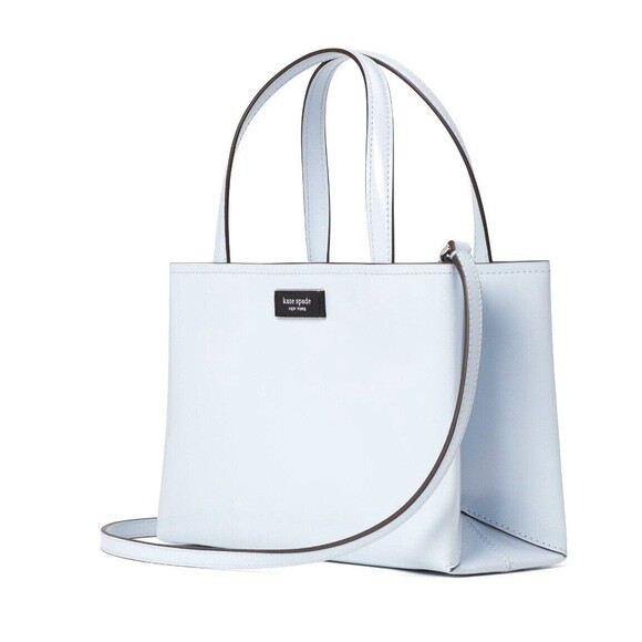 New Kate Spade Sam Icon Spazzolato Leather Small Tote Watercolor Blue - Picture 2 of 4